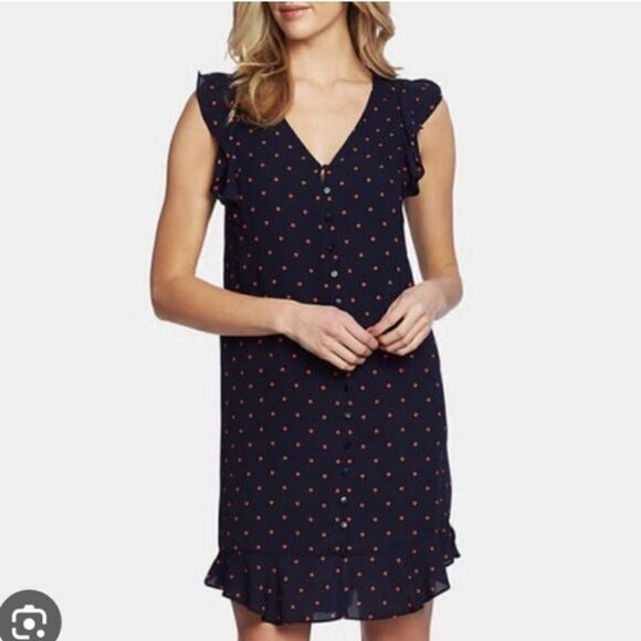 Cece Blue and red ruffled polkadot dress - Picture 2 of 11